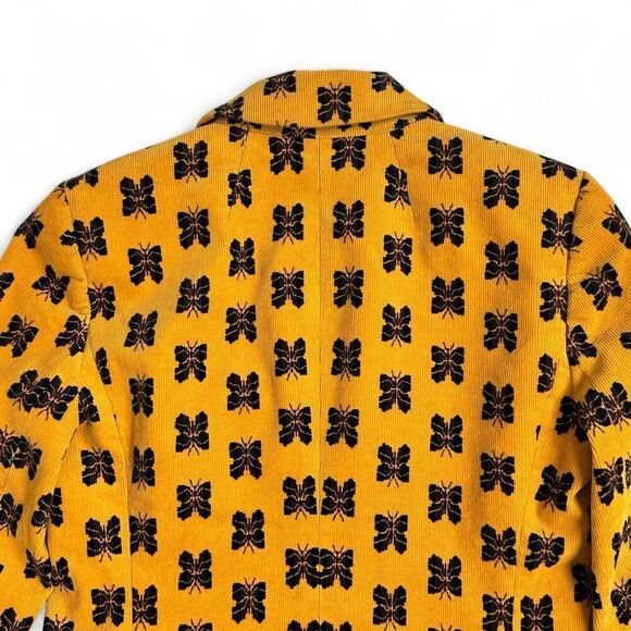 J.Crew Parke Blazer Butterfly Corduroy Sz 2 Mustard Yellow Navy Preppy Academia - Picture 11 of 14